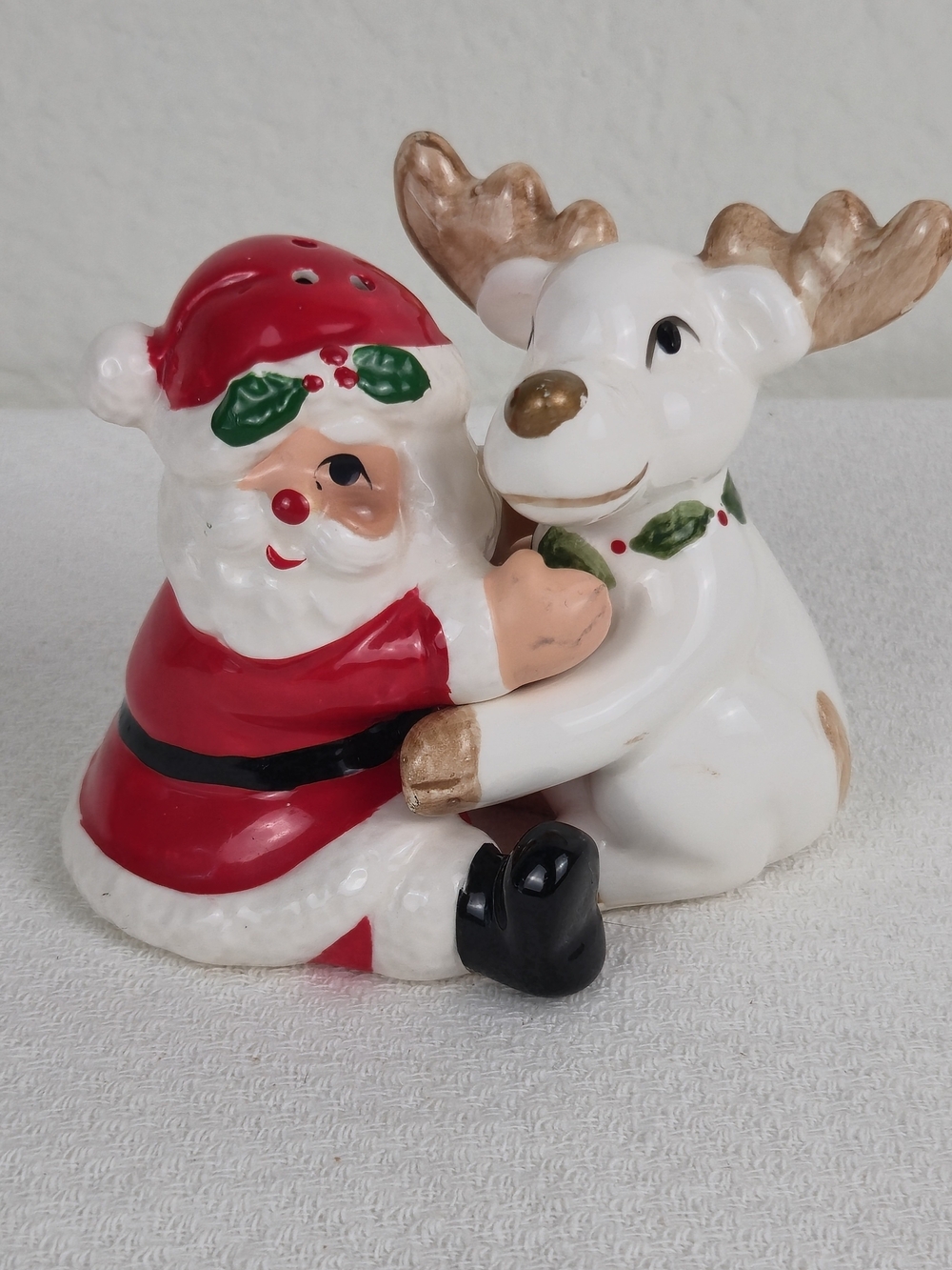 Vintage OCI Omnibus Santa & Reindeer Salt & Pepper Shakers
